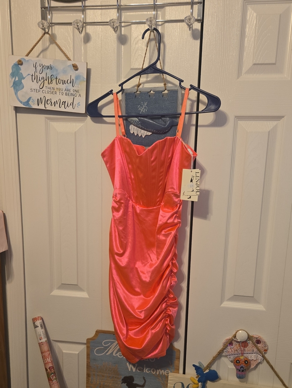 Lulus Pink Satin Asymmetrical Ruched Slip Dress - Women